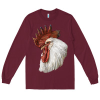 Burgundy Leghorn Rooster Head Long Sleeve Tee - LillyAllenDesigns