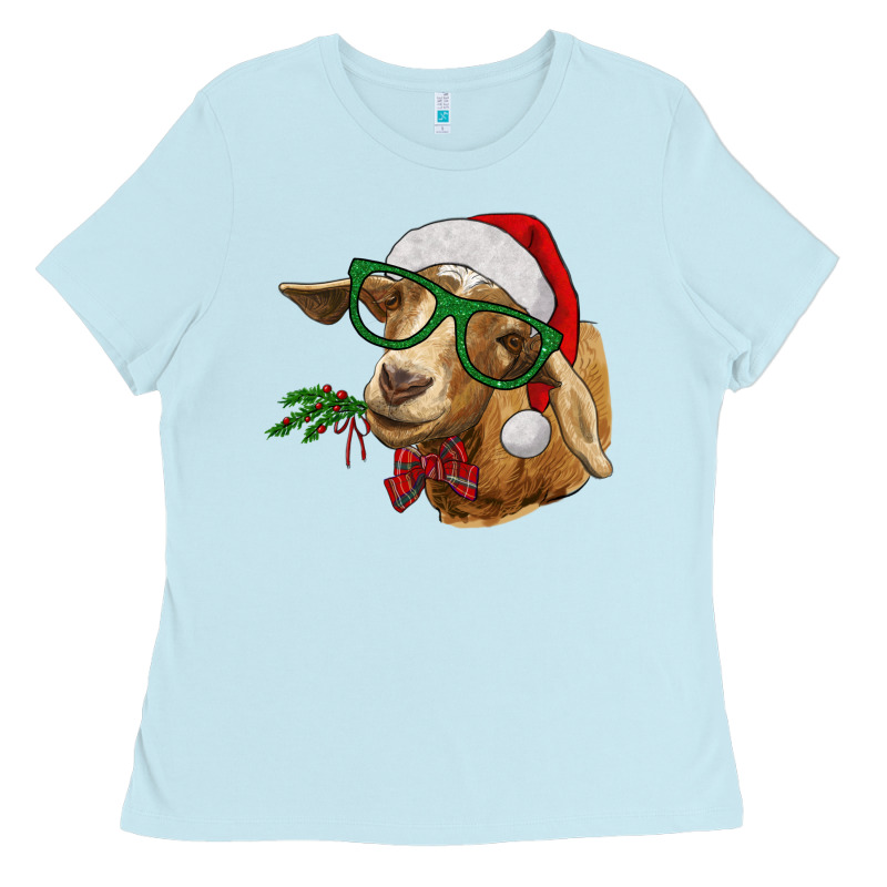 Christmas Glasses Goat Ladies Tee by RanaPortraitStore | Teevron