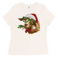 Bone Christmas Glasses Goat Ladies Tee - RanaPortraitStore
