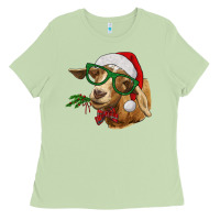 Matcha Christmas Glasses Goat Ladies Tee - RanaPortraitStore