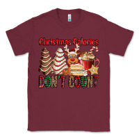 Burgundy Christmas Calories don't count Christmas tree cake Classic Tee - Jasminsmagicworld