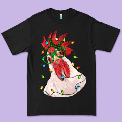 Christmas Rooster With Lights Premium Tee Designed By Ranaportraitstore