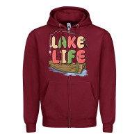 Burgundy lake life Zipper Hoodie - MaliasSmallBusiness