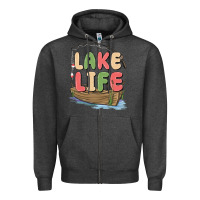 Charcoal Heather lake life Zipper Hoodie - MaliasSmallBusiness