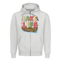 Dove Grey lake life Zipper Hoodie - MaliasSmallBusiness
