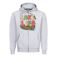 Heather Grey lake life Zipper Hoodie - MaliasSmallBusiness