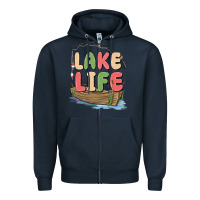 Navy lake life Zipper Hoodie - MaliasSmallBusiness