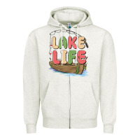 Oatmeal Heather lake life Zipper Hoodie - MaliasSmallBusiness