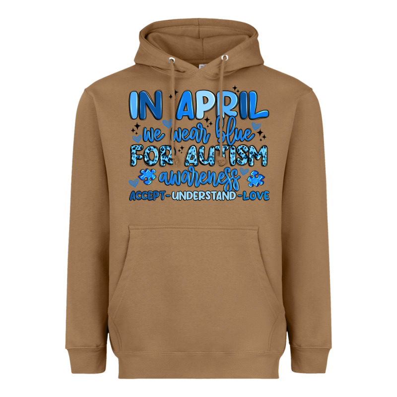 In April We Wear Blue For Autism Awareness Heavyweight Hoodie by Artiststas | Teevron