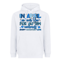 White in april we wear blue for autism awareness Heavyweight Hoodie - Artiststas