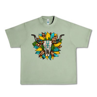 Oil Green bull skull gemstone cactus leopard sunflower Urban Heavy Tee - Artiststas