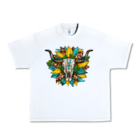 Bull Skull Gemstone Cactus Leopard Sunflower Urban Heavy Tee | Teevron