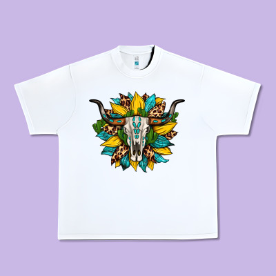 Bull Skull Gemstone Cactus Leopard Sunflower Urban Heavy Tee Designed By Artiststas