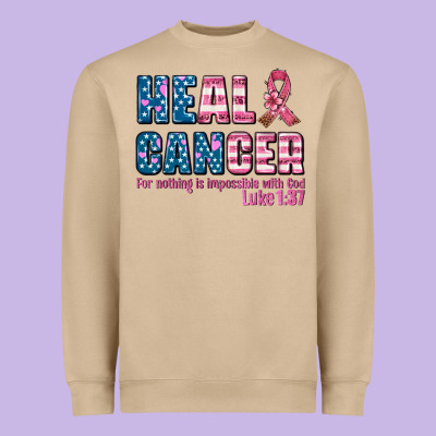 Heal Cancer With Cancer Ribbon Heavyweight Sweatshirt Designed By Adodesignshop