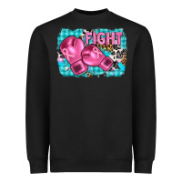 Black fight with boxing gloves and cancer ribbon Heavyweight Sweatshirt - AdoDesignShop