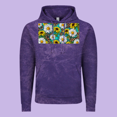 Sunflower And Daisy With Leopard Vintage Hoodie Designed By Ranaportraitstore