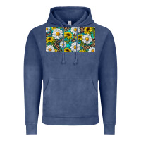 Vintage Denim Sunflower And Daisy With Leopard Vintage Hoodie - RanaPortraitStore