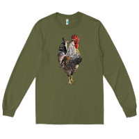 Army Green cream legbar rooster Long Sleeve Tee - LillyAllenDesigns