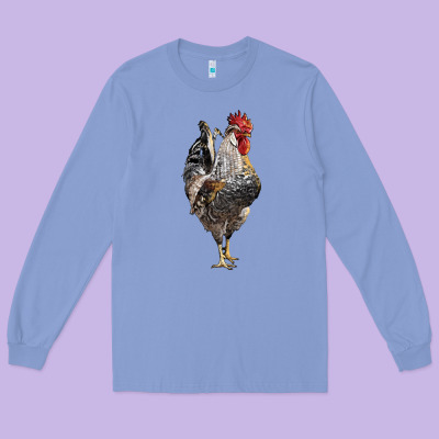 Cream Legbar Rooster Long Sleeve Tee Designed By Lillyallendesigns