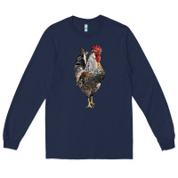 Navy cream legbar rooster Long Sleeve Tee - LillyAllenDesigns