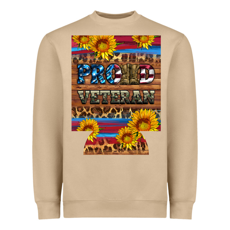 Proud Veteran  12 Oz Regular Can Cooler Heavyweight Sweatshirt by Artiststas | Teevron