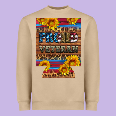 Proud Veteran  12 Oz Regular Can Cooler Heavyweight Sweatshirt Designed By Artiststas