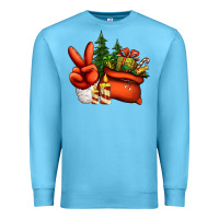 Ocean Blue christmas santa claus peace hand Premium Sweatshirt - Jasminsmagicworld