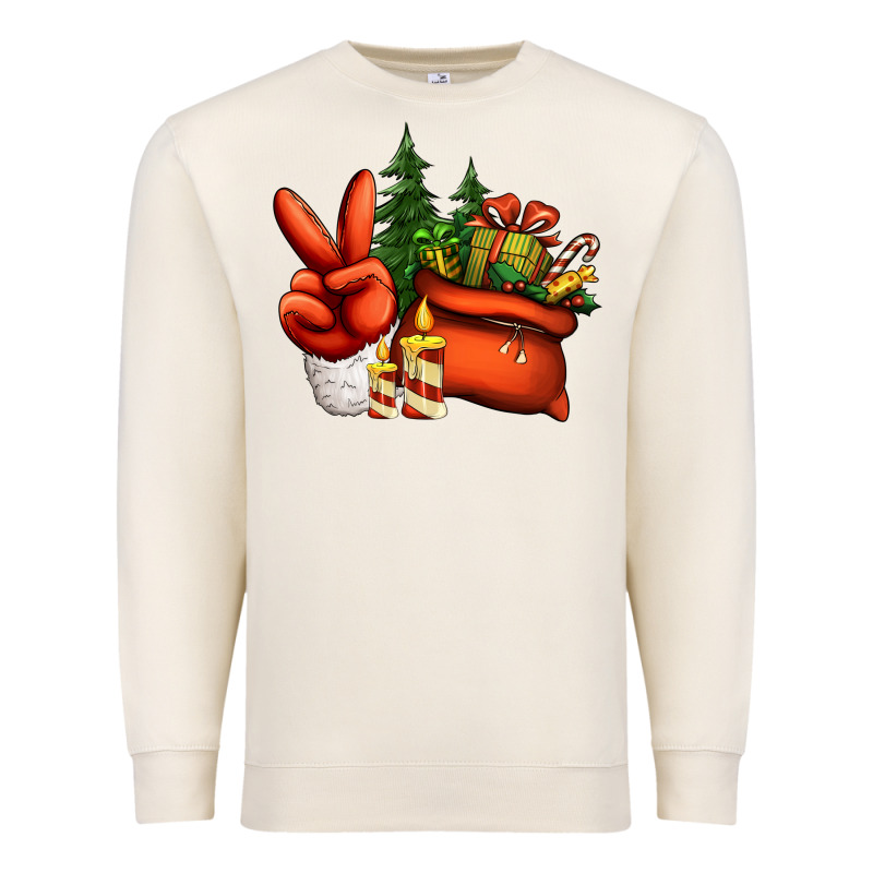 Christmas Santa Claus Peace Hand Premium Sweatshirt by Jasminsmagicworld | Teevron