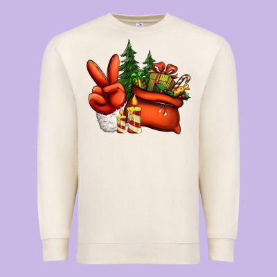 Christmas Santa Claus Peace Hand Premium Sweatshirt Designed By Jasminsmagicworld