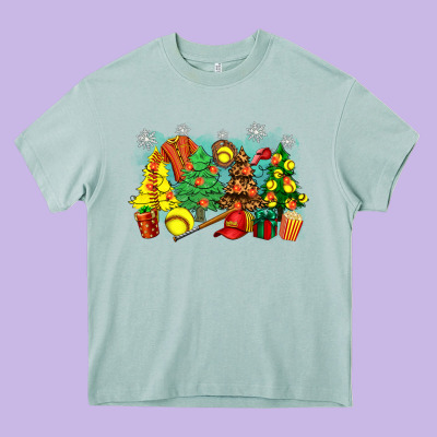 Christmas Trees With Softball Heavy Core Tee Designed By Zillion Design Studio