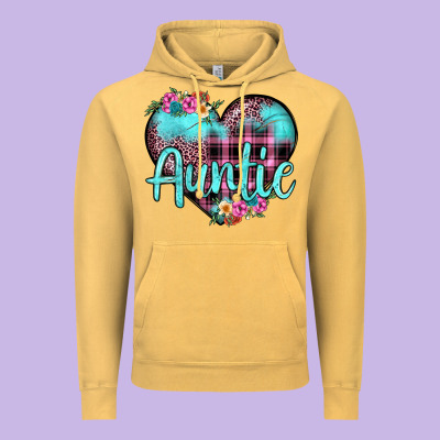 Auntie Leopard Turquoise Heart Vintage Hoodie Designed By Jahusdesignshop