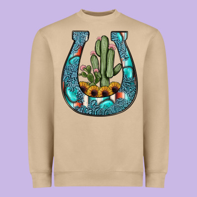 Cactus Horseshoe Heavyweight Sweatshirt Designed By Jahusdesignshop