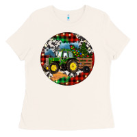 Bone Christmas Farm Tractor Ladies Tee - RanaPortraitStore