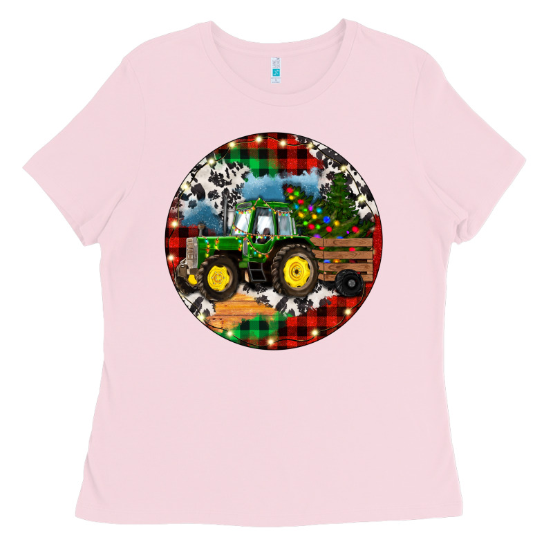 Christmas Farm Tractor Ladies Tee by RanaPortraitStore | Teevron