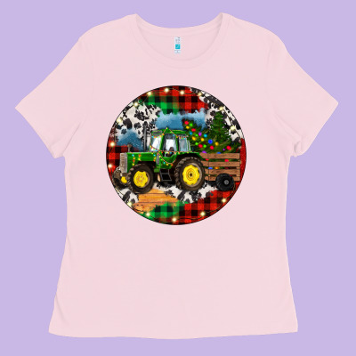 Ladies Tee Christmas Farm Tractor
