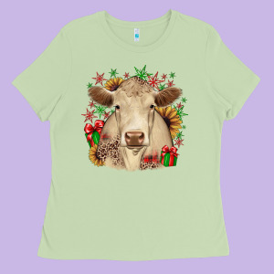 Christmas Charolais Ladies Tee Designed By Jahusdesignshop