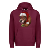 Burgundy christmas glasses heifer Premium Hoodie - RanaPortraitStore