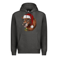 Charcoal Heather christmas glasses heifer Premium Hoodie - RanaPortraitStore