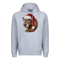 Heather Grey christmas glasses heifer Premium Hoodie - RanaPortraitStore