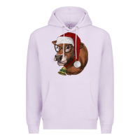 Lilac christmas glasses heifer Premium Hoodie - RanaPortraitStore
