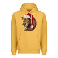 Mustard christmas glasses heifer Premium Hoodie - RanaPortraitStore