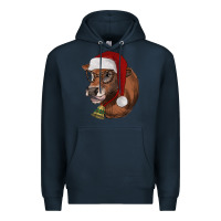 Navy christmas glasses heifer Premium Hoodie - RanaPortraitStore