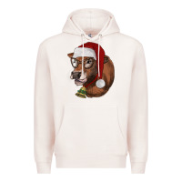Pale Pink christmas glasses heifer Premium Hoodie - RanaPortraitStore