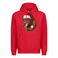 Red christmas glasses heifer Premium Hoodie - RanaPortraitStore