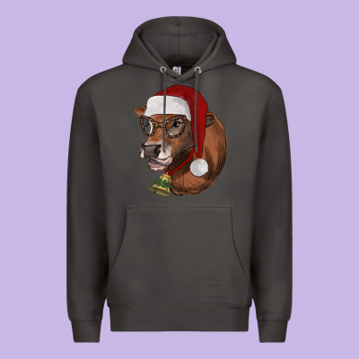 Christmas Glasses Heifer Premium Hoodie Designed By Ranaportraitstore
