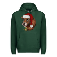 Sports Green christmas glasses heifer Premium Hoodie - RanaPortraitStore