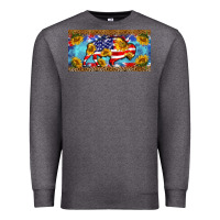 Charcoal Heather bison amerıcan flag  license plate template Premium Sweatshirt - BarkalooDesign