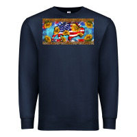 Navy bison amerıcan flag  license plate template Premium Sweatshirt - BarkalooDesign
