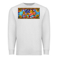 Oatmeal Heather bison amerıcan flag  license plate template Premium Sweatshirt - BarkalooDesign