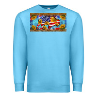 Ocean Blue bison amerıcan flag  license plate template Premium Sweatshirt - BarkalooDesign